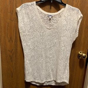 Express cream lace cap sleeve shirt